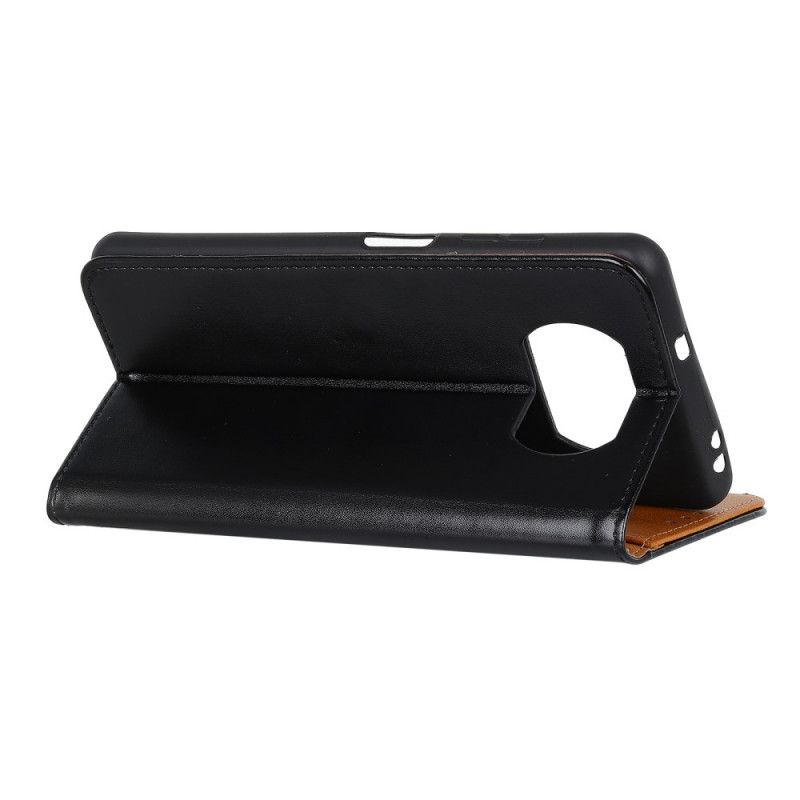 Leren Hoesje Xiaomi Poco X3 Rood Zwart Driekleurig Leereffect
