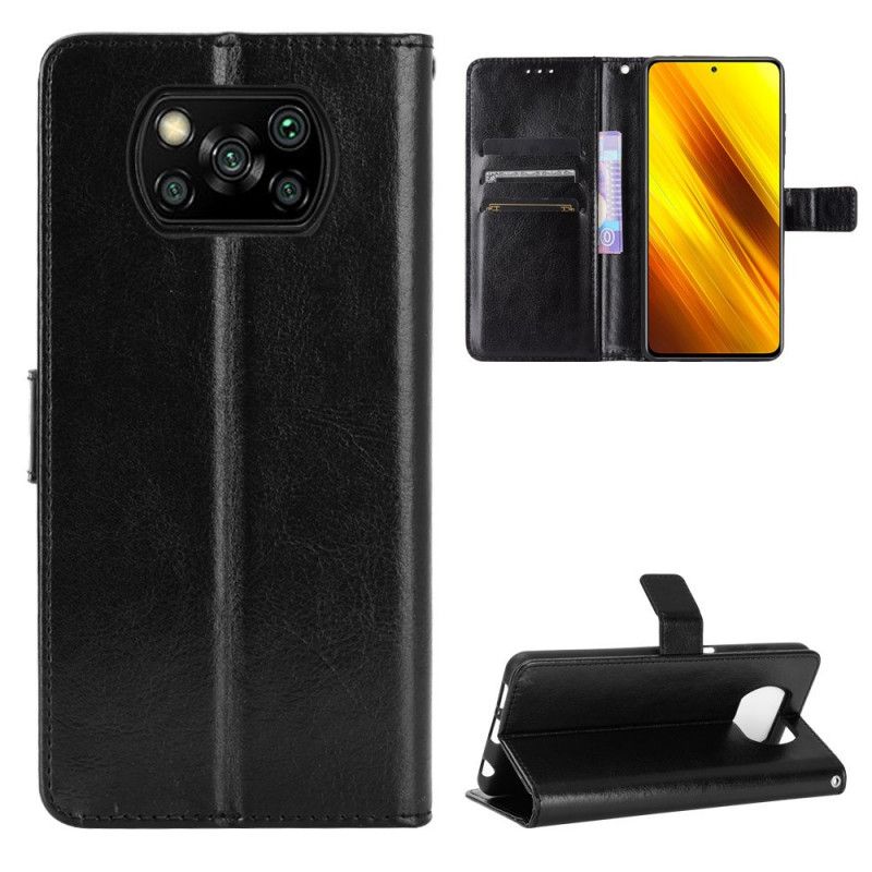 Leren Hoesje Xiaomi Poco X3 Rood Zwart Flitsend Kunstleer