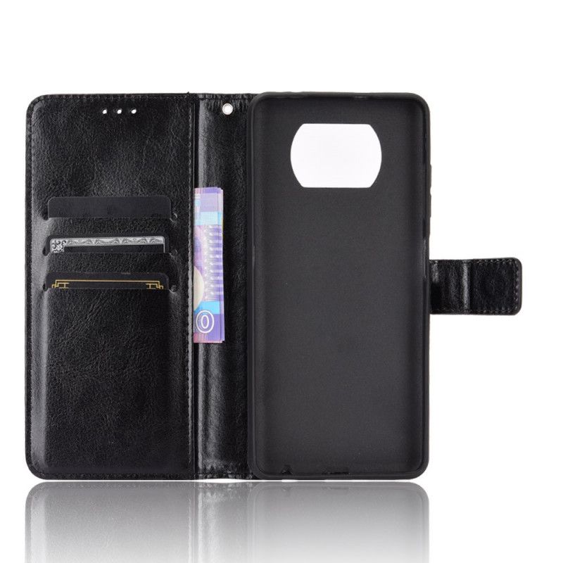 Leren Hoesje Xiaomi Poco X3 Rood Zwart Flitsend Kunstleer