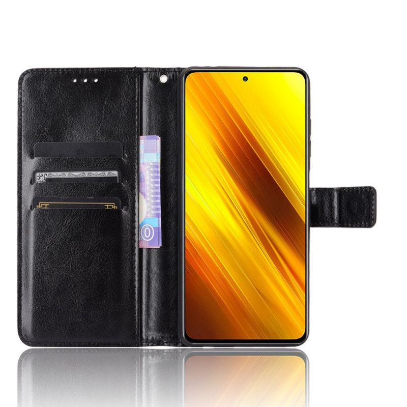 Leren Hoesje Xiaomi Poco X3 Rood Zwart Flitsend Kunstleer