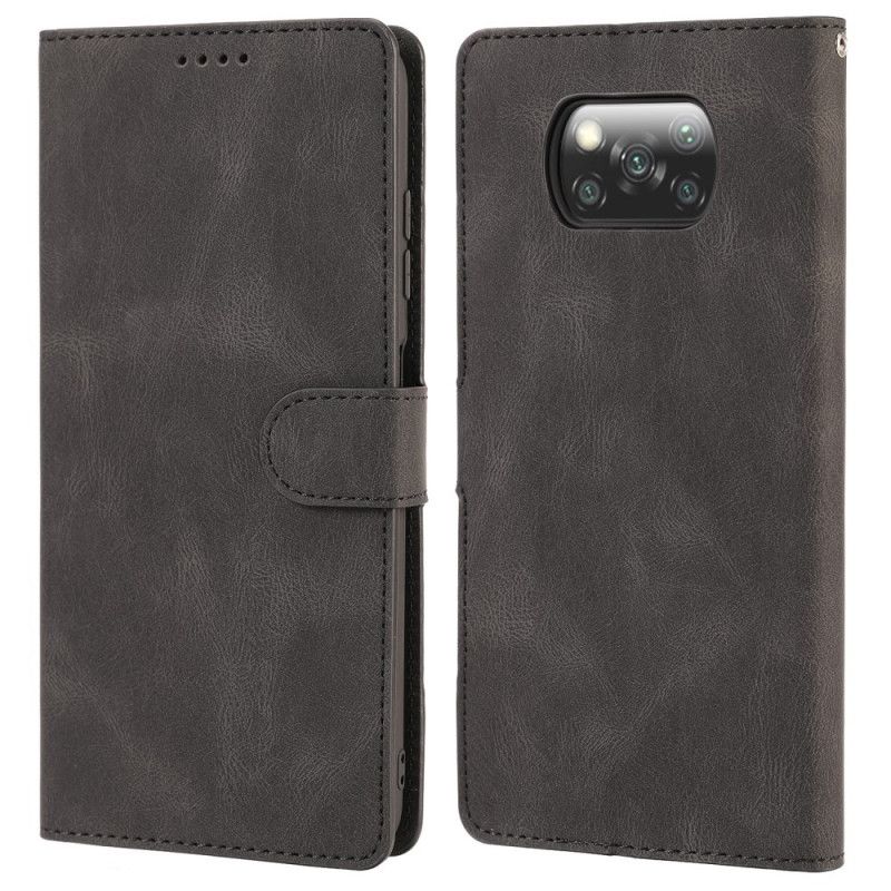 Leren Hoesje Xiaomi Poco X3 Rood Zwart Klassiek Vintage Kunstleer