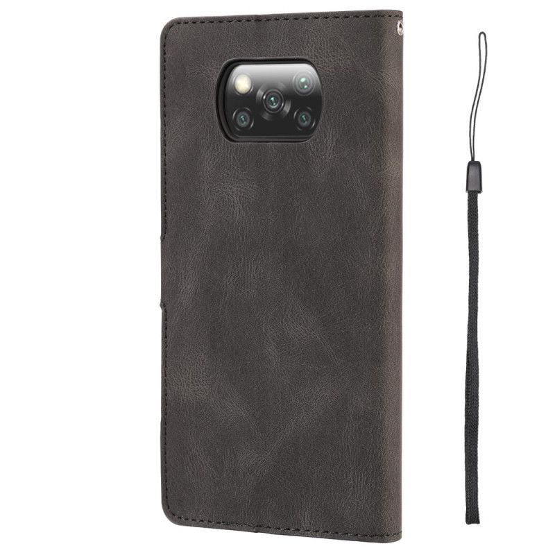 Leren Hoesje Xiaomi Poco X3 Rood Zwart Klassiek Vintage Kunstleer