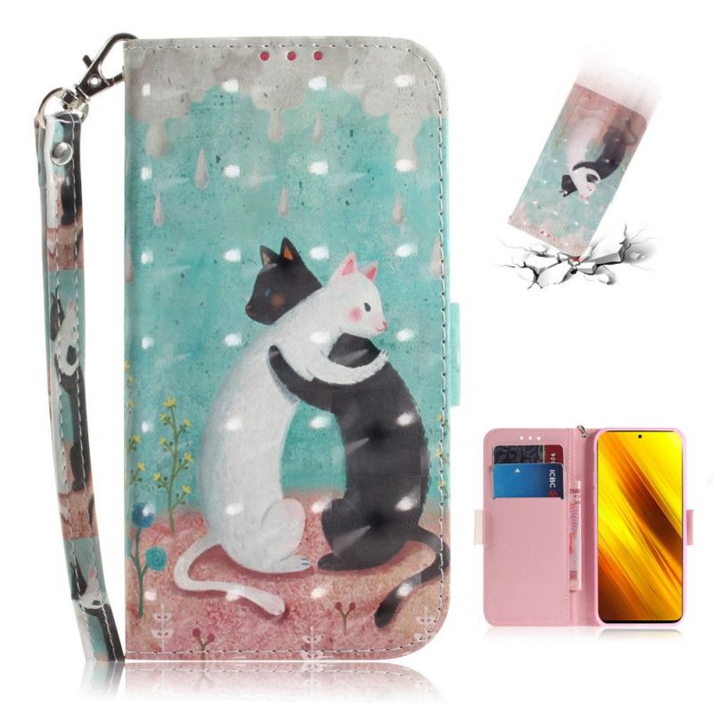 Leren Hoesje Xiaomi Poco X3 String Kattenvrienden