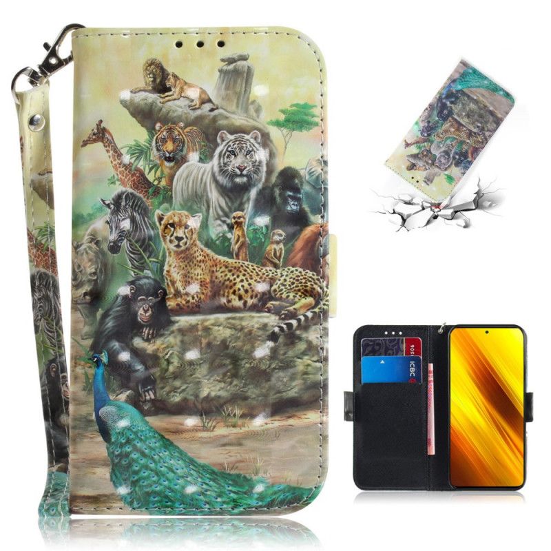 Leren Hoesje Xiaomi Poco X3 String Safari Dieren