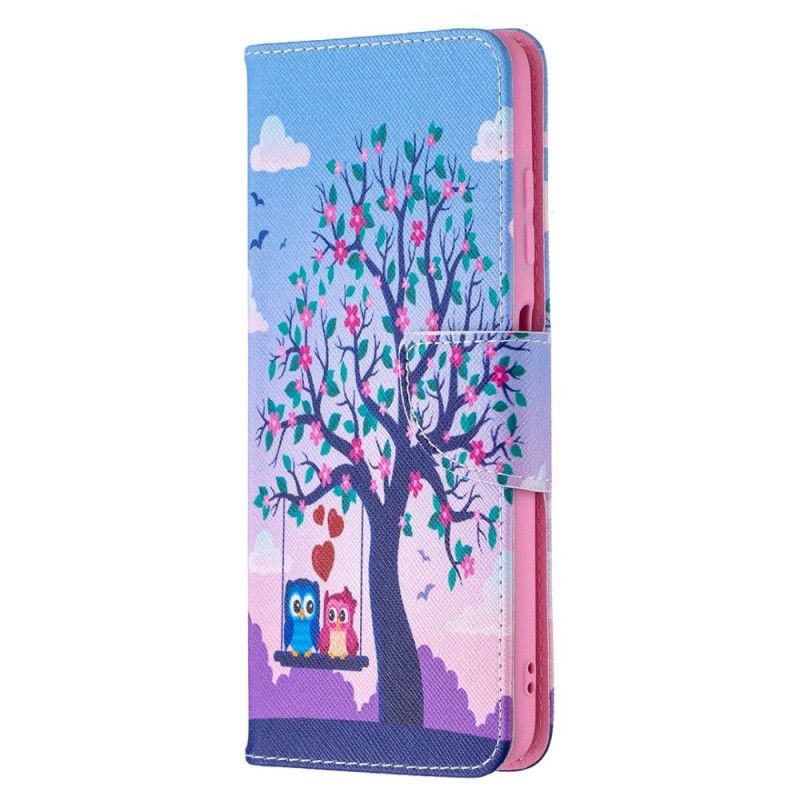 Leren Hoesje Xiaomi Poco X3 Uilen Op De Schommel