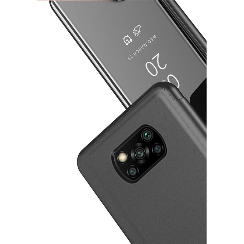 Zichtafdekking Xiaomi Poco X3 Donkerblauw Zwart Spiegel En Kunstleer