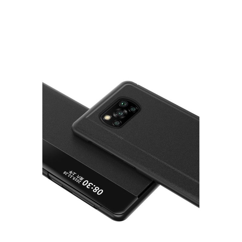 Zichtomslag Xiaomi Poco X3 Rood Zwart Kunstleer Met Textuur