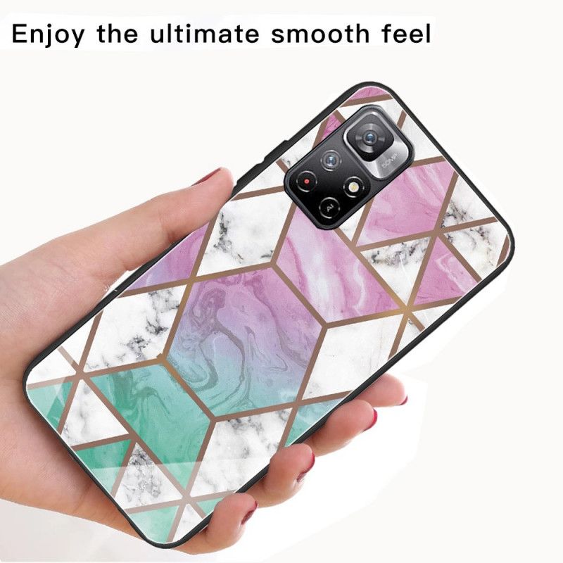 Case Hoesje Xiaomi Redmi Note 11 / Poco M4 Pro 5g Telefoonhoesje Geometrisch Marmer Gehard Glas