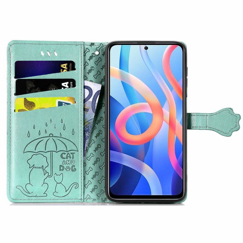 Flip Case Leren Xiaomi Redmi Note 11 / Poco M4 Pro 5g Geanimeerde Dieren