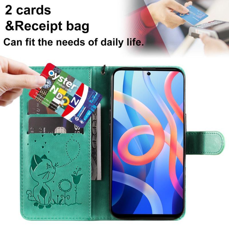 Folio-hoesje Xiaomi Redmi Note 11 / Poco M4 Pro 5g Kat En Bijen String