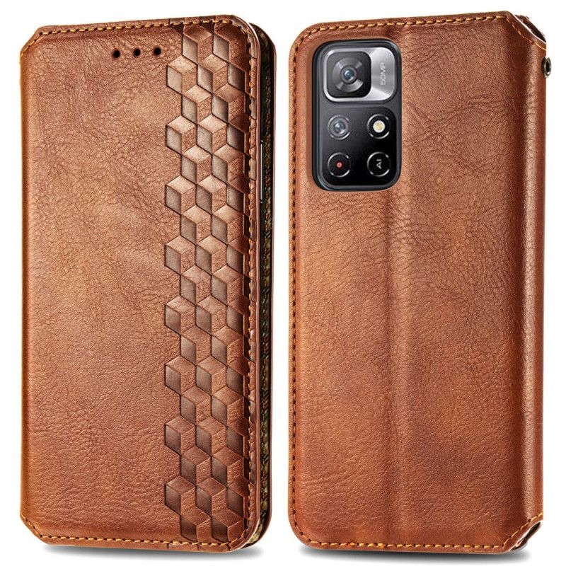 Folio-hoesje Xiaomi Redmi Note 11 / Poco M4 Pro 5g Ledereffect Diamanttextuur Bescherming Hoesje