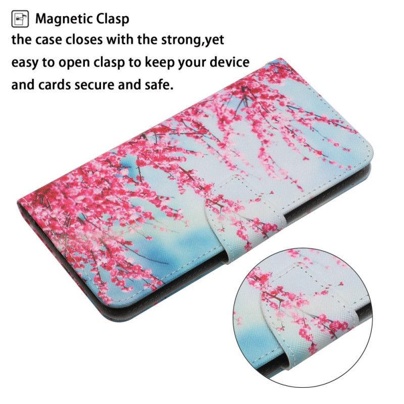 Folio-hoesje Xiaomi Redmi Note 11 / Poco M4 Pro 5g Telefoonhoesje Bloeiende Tak Met Riem