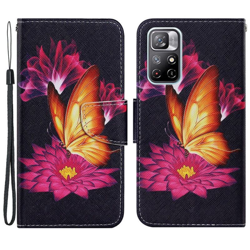 Folio-hoesje Xiaomi Redmi Note 11 / Poco M4 Pro 5g Telefoonhoesje Vlinder En Lotus