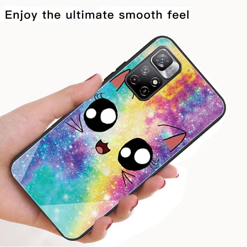 Hoesje Voor Xiaomi Redmi Note 11 / Poco M4 Pro 5g Gehard Glas Kat