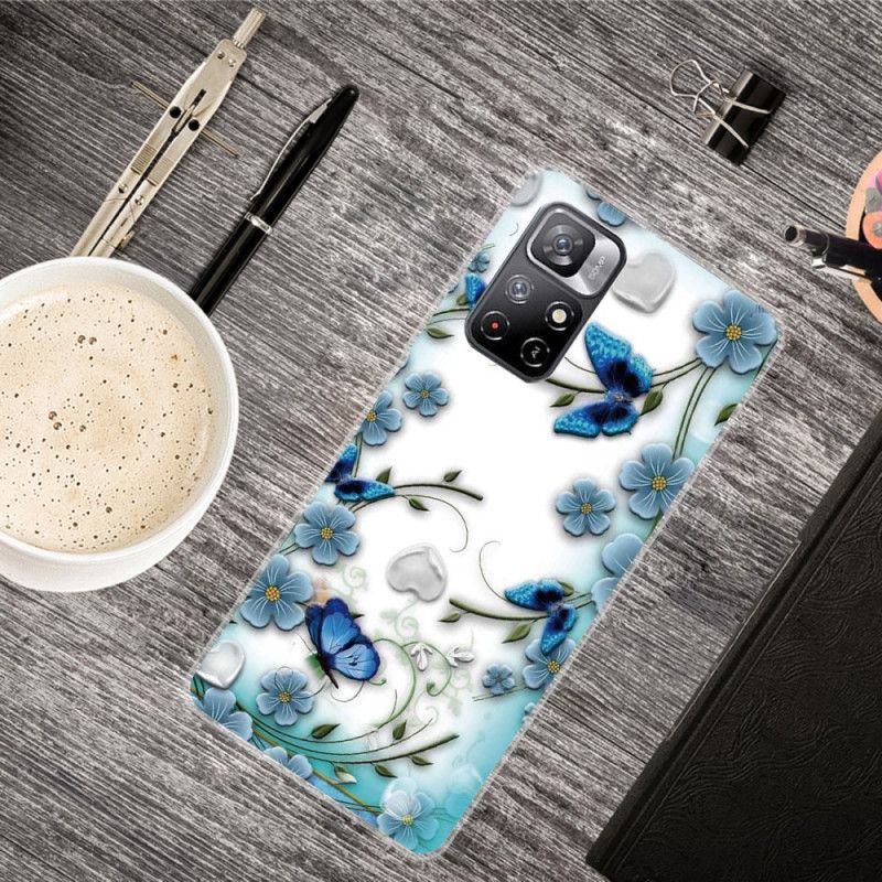Hoesje Voor Xiaomi Redmi Note 11 / Poco M4 Pro 5g Retro Vlinders En Bloemen