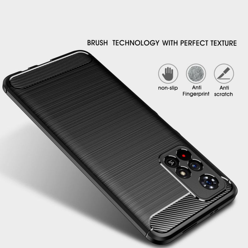 Hoesje Xiaomi Redmi Note 11 / Poco M4 Pro 5g Geborstelde Koolstofvezel Bescherming Hoesje
