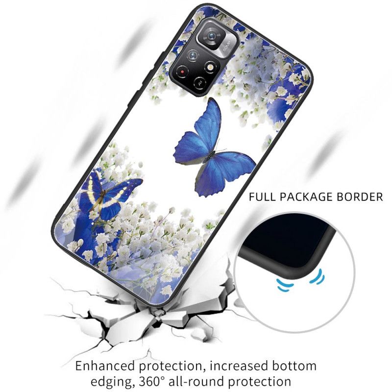 Hoesje Xiaomi Redmi Note 11 / Poco M4 Pro 5g Vlinders Van Gehard Glas
