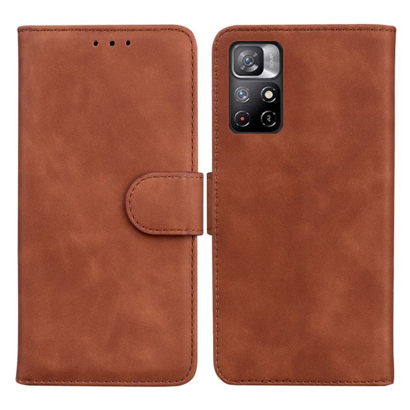Leren Hoesje Voor Xiaomi Redmi Note 11 / Poco M4 Pro 5g Serie In Effen Kleuren