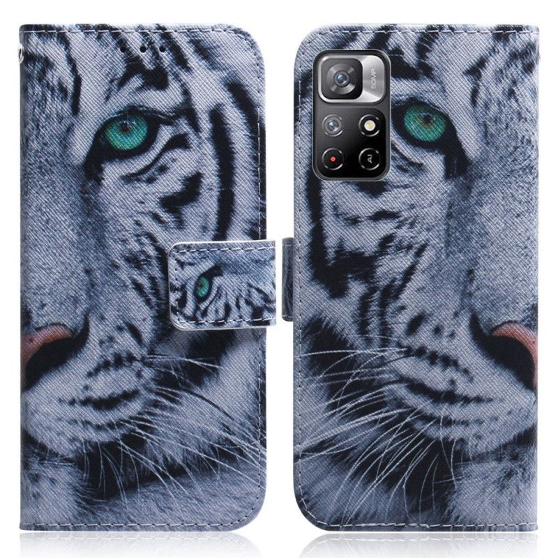 Leren Hoesje Voor Xiaomi Redmi Note 11 / Poco M4 Pro 5g Tijgergezicht