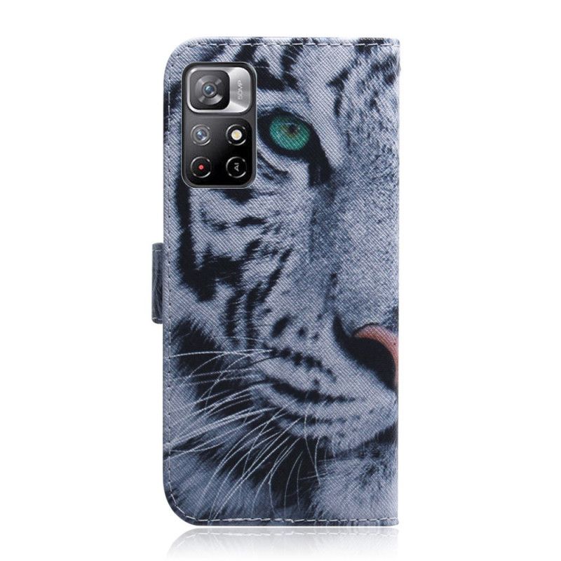 Leren Hoesje Voor Xiaomi Redmi Note 11 / Poco M4 Pro 5g Tijgergezicht
