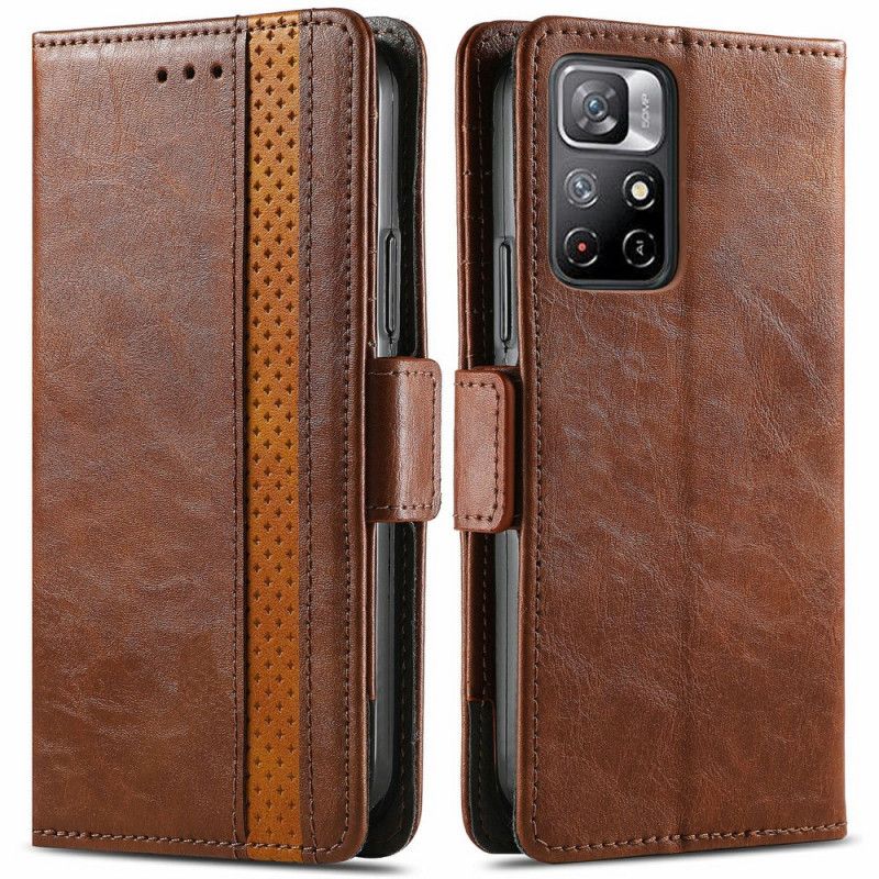 Leren Hoesje Voor Xiaomi Redmi Note 11 / Poco M4 Pro 5g Tweekleurige Dubbele Sluiting