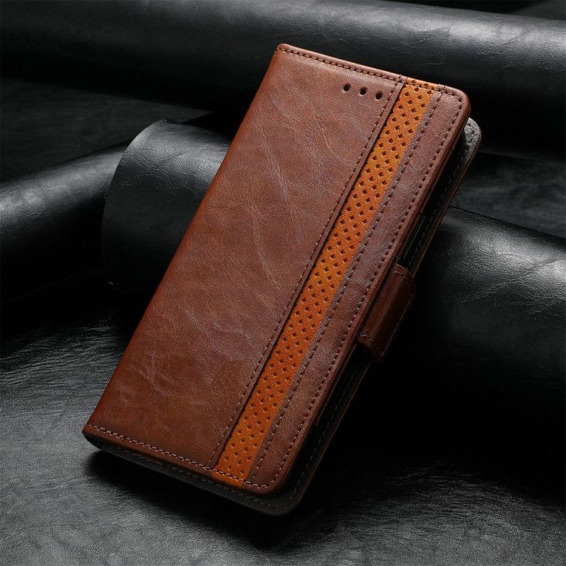 Leren Hoesje Voor Xiaomi Redmi Note 11 / Poco M4 Pro 5g Tweekleurige Dubbele Sluiting
