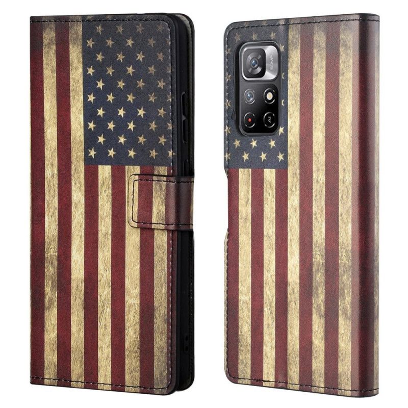 Leren Hoesje Xiaomi Redmi Note 11 / Poco M4 Pro 5g Amerikaanse Vlag