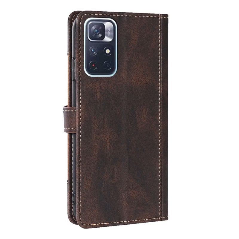 Leren Hoesje Xiaomi Redmi Note 11 / Poco M4 Pro 5g Kunstleer Bicolor Stijlvol Bescherming Hoesje