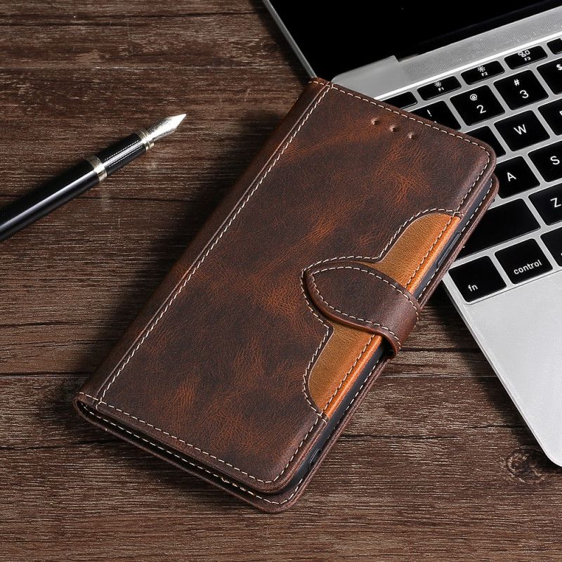 Leren Hoesje Xiaomi Redmi Note 11 / Poco M4 Pro 5g Kunstleer Bicolor Stijlvol Bescherming Hoesje