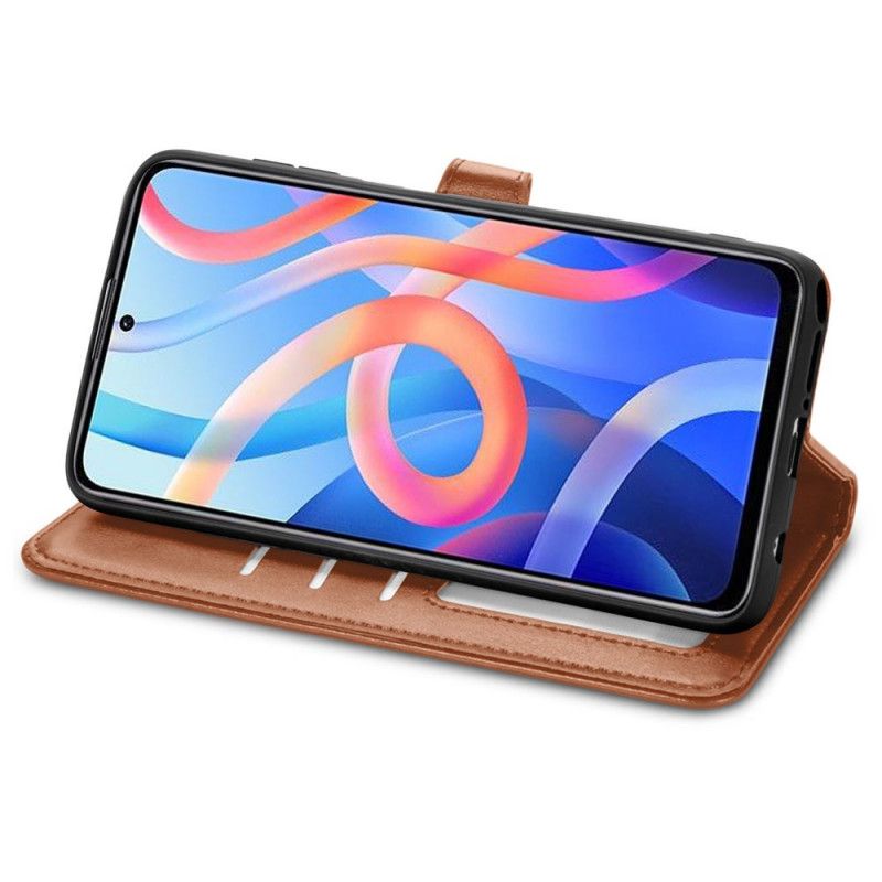 Leren Hoesje Xiaomi Redmi Note 11 / Poco M4 Pro 5g Kunstleer En Vintage Sluiting