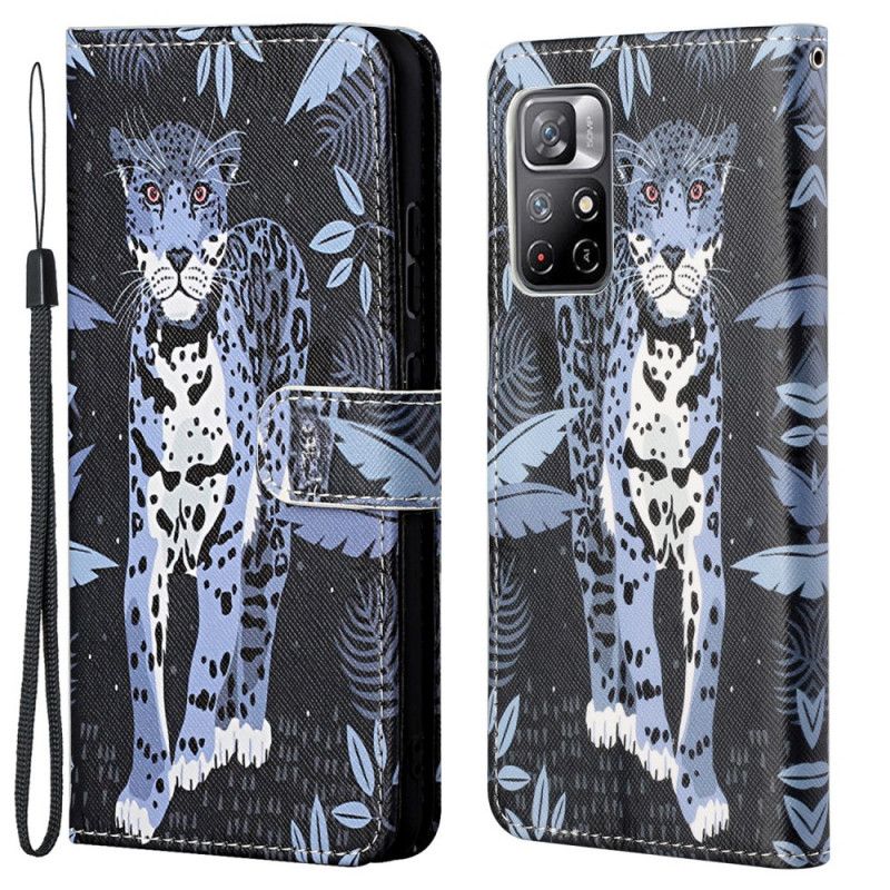 Leren Hoesje Xiaomi Redmi Note 11 / Poco M4 Pro 5g Leopard Strappy Bescherming Hoesje