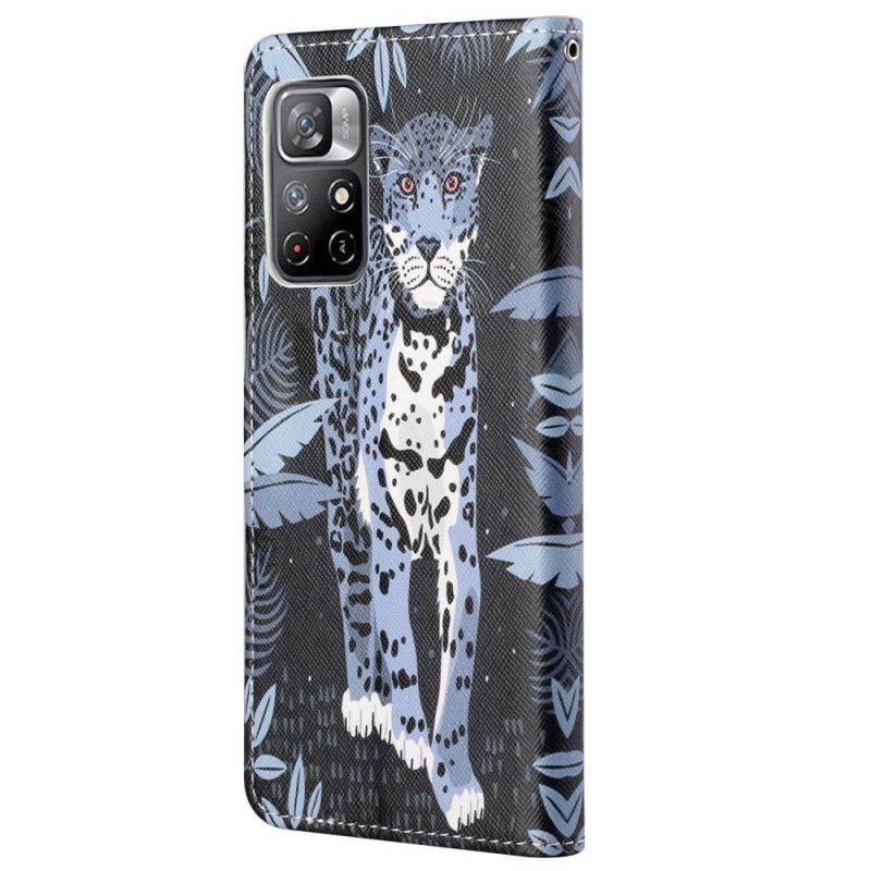 Leren Hoesje Xiaomi Redmi Note 11 / Poco M4 Pro 5g Leopard Strappy Bescherming Hoesje