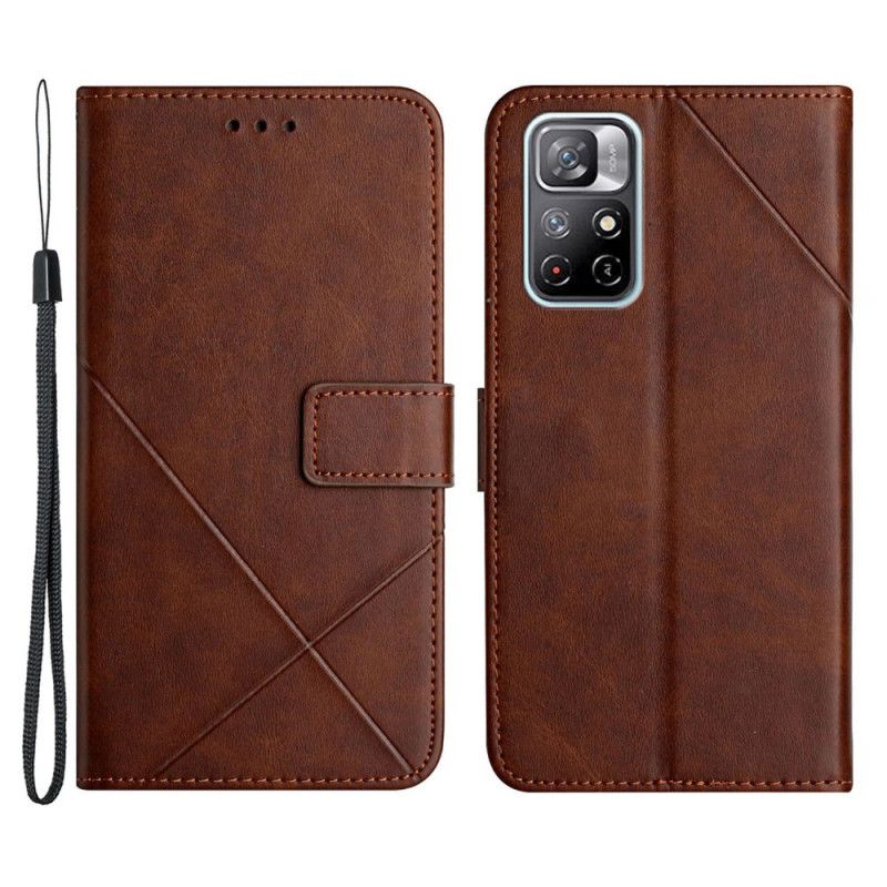 Leren Hoesje Xiaomi Redmi Note 11 / Poco M4 Pro 5g Stijl Leer Geo X-ontwerp