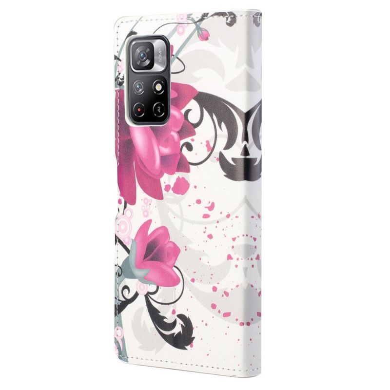 Leren Hoesje Xiaomi Redmi Note 11 / Poco M4 Pro 5g Tropische Bloemen
