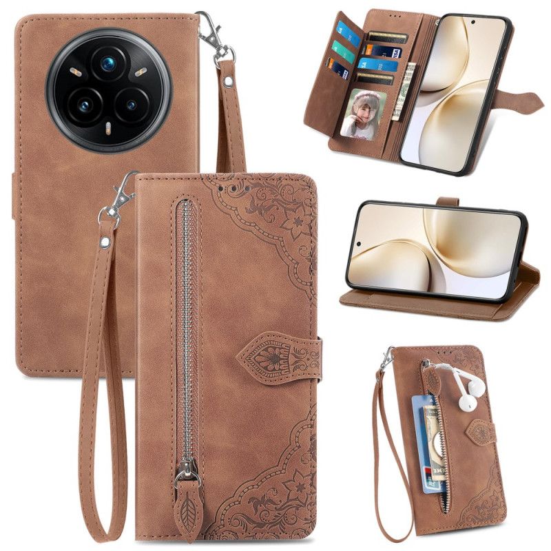 Bescherming Hoesje Realme 14 Pro 5g Suède Kant-effect Met Etui En Riem