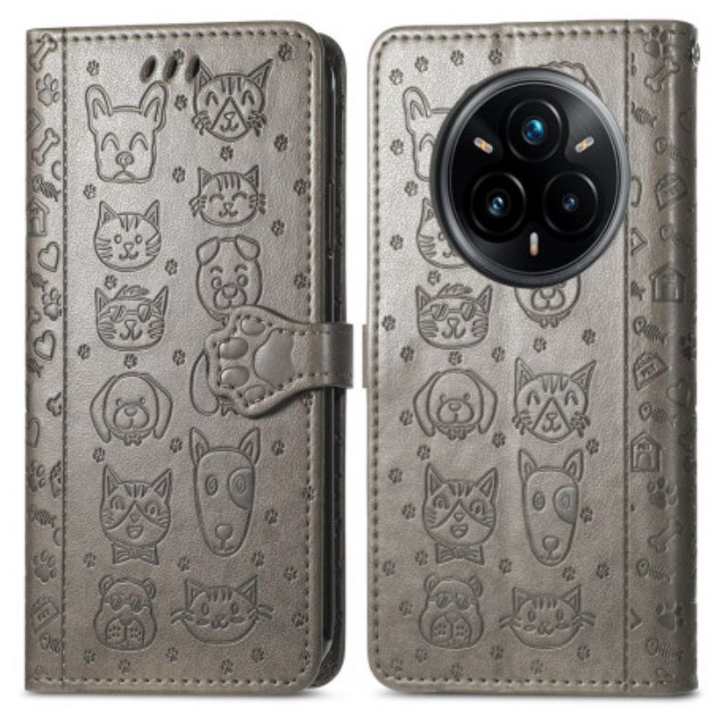 Flip Case Leren Realme 14 Pro 5g Geanimeerde Dieren