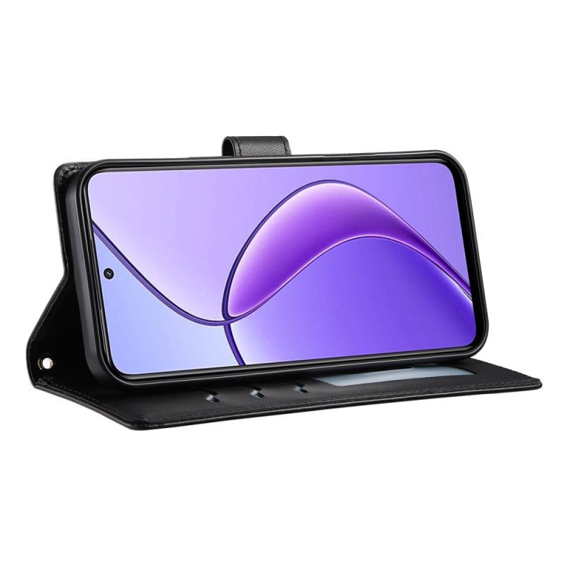 Flip Case Leren Realme 14 Pro 5g Gewatteerd Ontwerp Met Bandje En Schouderband