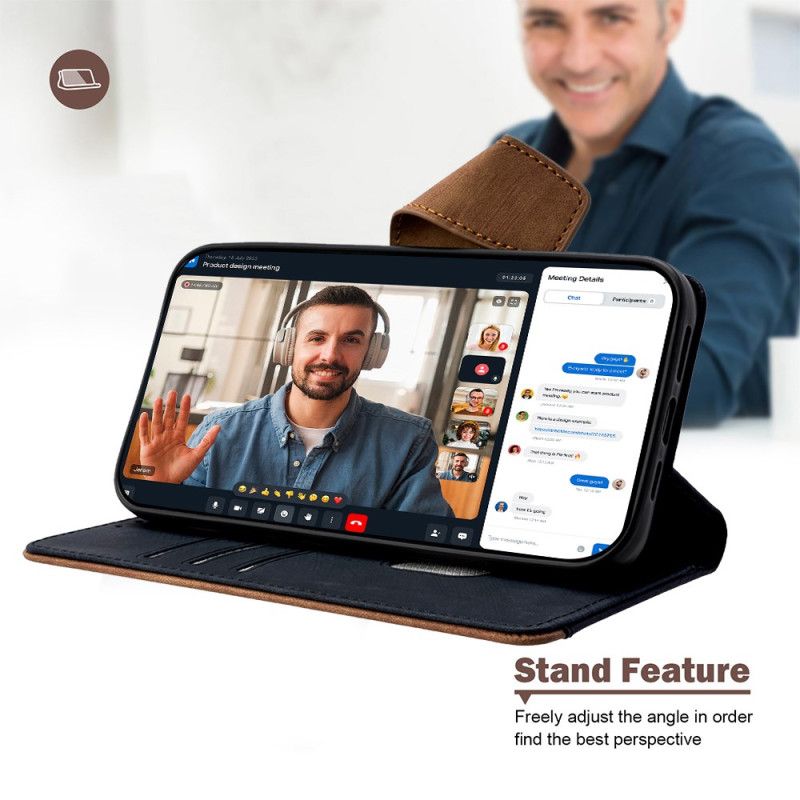 Flip Case Leren Realme 14 Pro 5g Tweekleurige Rfid-blokkering