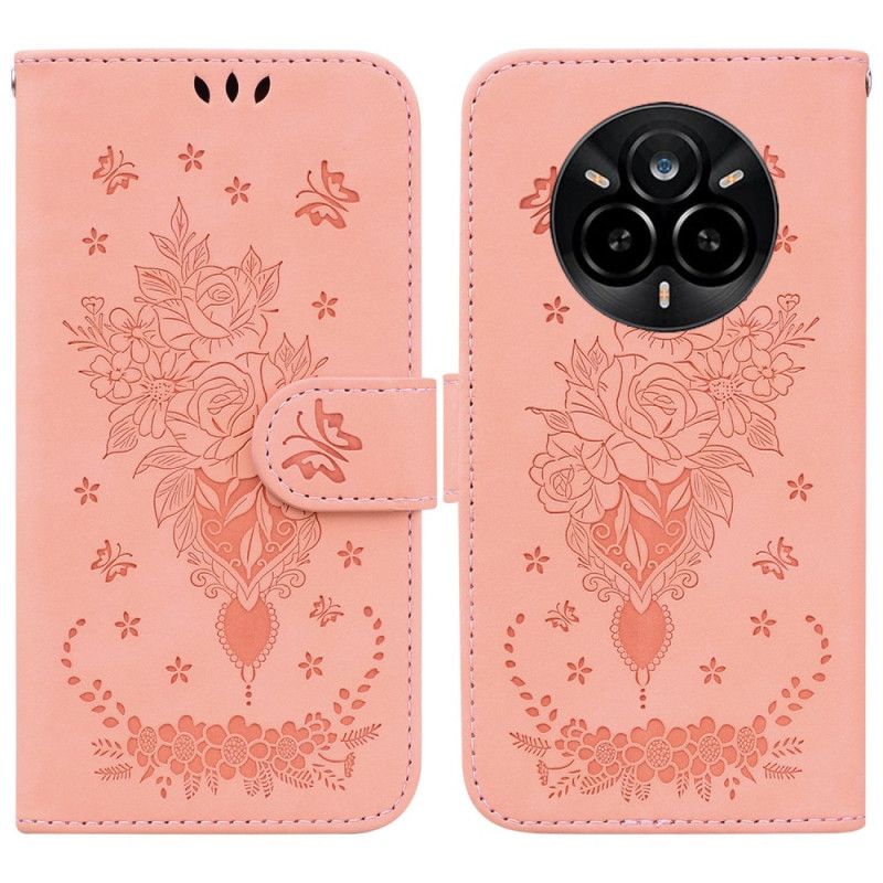 Folio-hoesje Realme 14 Pro 5g Roze Suède-effect