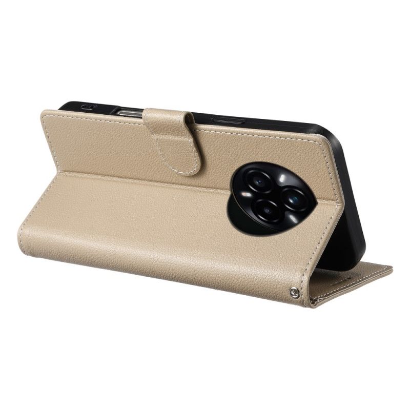 Folio-hoesje Realme 14 Pro 5g Telefoonhoesje Effen Leerlook Met Bandje