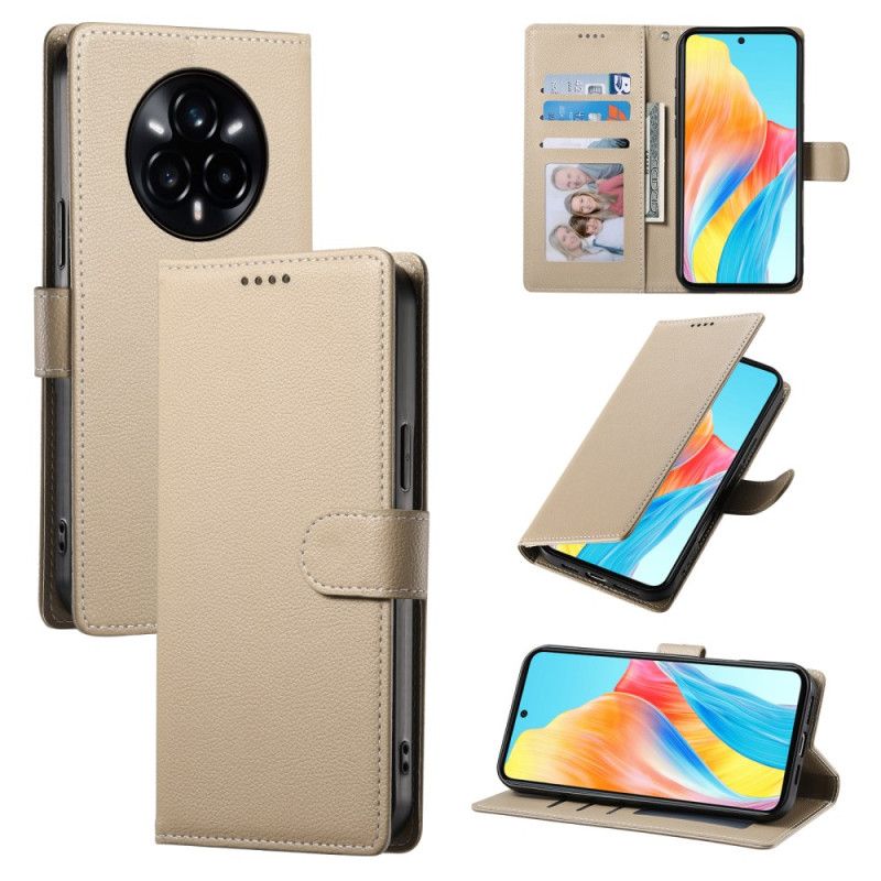 Folio-hoesje Realme 14 Pro 5g Telefoonhoesje Effen Leerlook Met Bandje