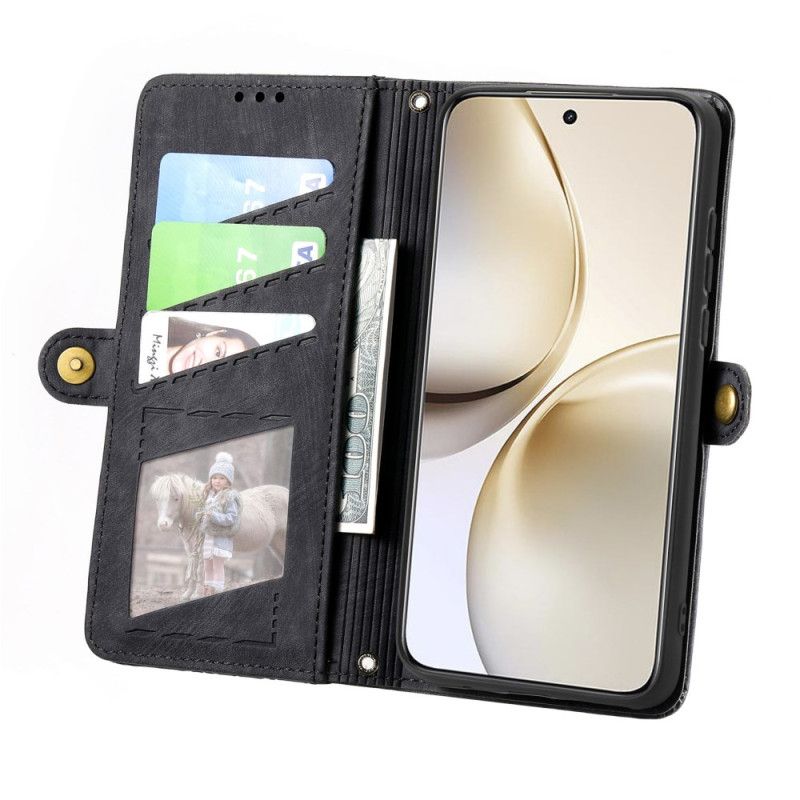 Folio-hoesje Realme 14 Pro 5g Telefoonhoesje Portemonnee Met Rits En Geometrisch Design