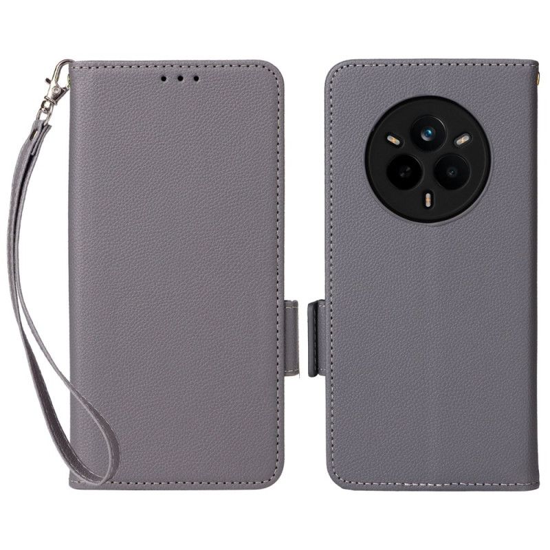 Leren Hoesje Realme 14 Pro 5g Lychee Kunstleer Met Bandje Bescherming Hoesje