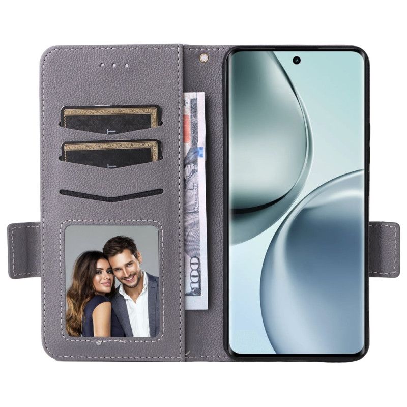 Leren Hoesje Realme 14 Pro 5g Lychee Kunstleer Met Bandje Bescherming Hoesje