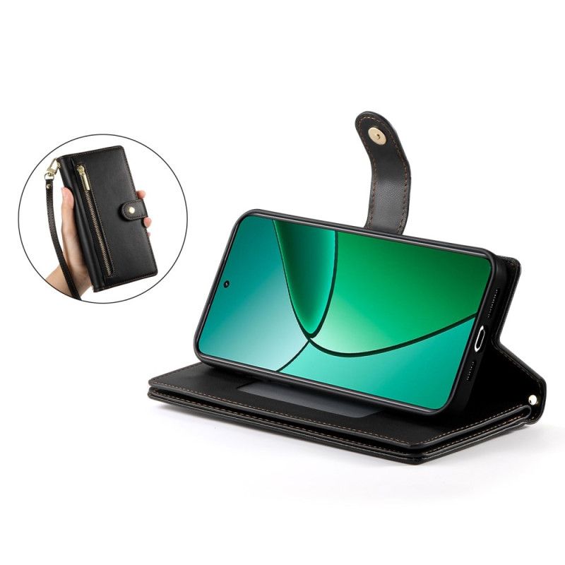 Leren Hoesje Realme 14 Pro 5g Portemonnee-ontwerp Met Bandje En Schouderband Bescherming Hoesje