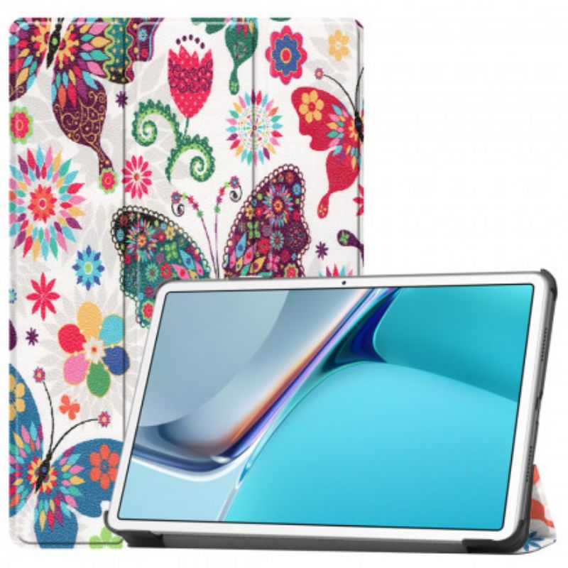 Smart Case Huawei Matepad 11 (2021) Retro Vlinders En Bloemen