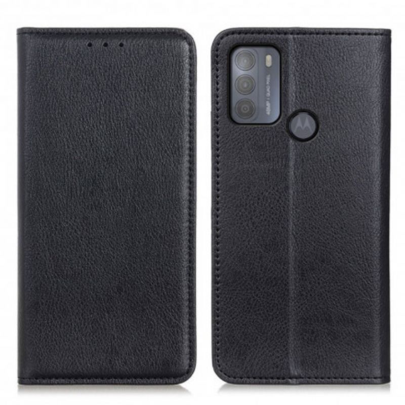 Folio-hoesje Moto G50 Elegantie Split Litchi Leer