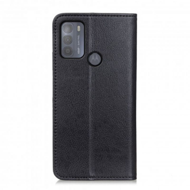 Folio-hoesje Moto G50 Elegantie Split Litchi Leer