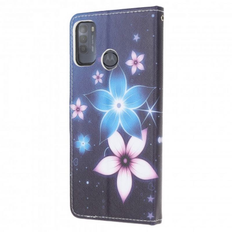 Folio-hoesje Moto G50 Maanbloemen Met Riem