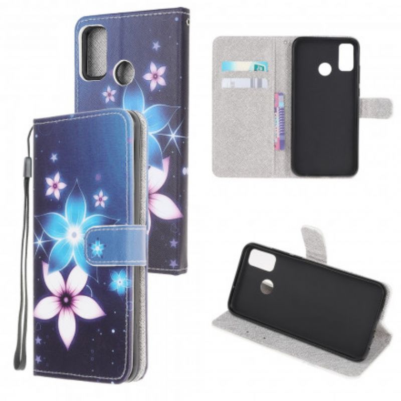 Folio-hoesje Moto G50 Maanbloemen Met Riem